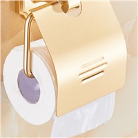 FLG Toilet Paper Roll Holder Space Aluminum Rack Toilet Paper Holder Gold Finish Paper Holder Wall Mounted Bathroom Accessories