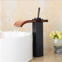 New Style Basin faucet brass bathroom faucet single handle black oil brushed sink kitchen faucet waterfall faucet