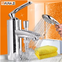 New arrival Deck Mounted Brass Body Material basin faucet With shower head Bathroom Movable tap mixer accessories complete