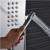 POIQIHY Chrome Rain &amp;amp;amp; Waterfall Shower Panel Tower Massages Jet Mixer Tap Wall Mounted Thermostatic Bathroom Shower Faucet