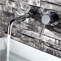 Round Style chrome  Brass Wall Mounted Basin Faucet Single Handle Mixer Tap Hot &amp;amp;amp; Cold Water