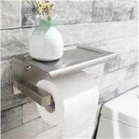 Toilet Paper Holder Stainless Steel Bathroom Toilet Holders Wall Mounted with Mobile Phone Shelf GX Diffuser