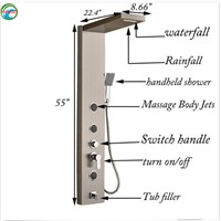 55&amp;amp;quot; Stainless Steel Shower Panel Rainfall &amp;amp;amp; shower Hand Shower With Massage Body Jets Tub Tap