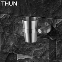 THUN Bathroom Accessories  Brushed Surface Single Cup Tumbler Holder Toothbrush Toothpaste Stainless Steel Cup Holders