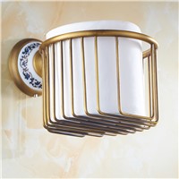 Antique Brass Bathroom Toilet Paper Holder Toilet Basket Solid Brass Bathroom Accessories Wall Mount