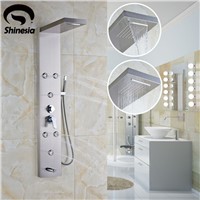 Nickel Brushed Stainless Steel Shower Faucet Sets Waterfall Shower Head Shower Panel with Hand Shower Wall Mount