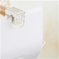 FLG Gold Flower Paper Holders White Ceramic Support For Paper Holder Roll Wall-Mounted Toilet Paper Holder Bathroom Accessories