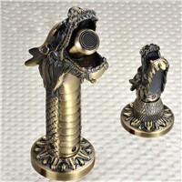 Antique Dragon Bathroom Sink Faucets Brass Art Leading Wall Mounted Basin Faucet Hot Cold Water Tap Luxury Beast Taps