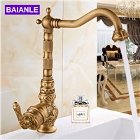 Contemporary Single Handle 360 Degree swivel faucets art carve antique bronze bathroom tap pool faucet Kitchen antique faucet