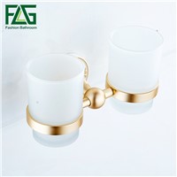 FLG Cup &amp;amp;amp; Tumbler Holders Wall Mounted Gold Bathroom Accessories Toothbrush Holder Bath Hardare Sets Product Double Cup Holder