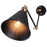 Retro Industrial Edison Simplicity Antique Wall Lamp with Metal Umbrella Shade - Black
