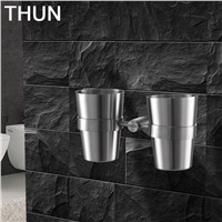 THUN Bathroom Accessories  Brushed Surface  304 Stainless Steel Double Cup Tumbler Holder Toothbrush Toothpaste  Cup Holder