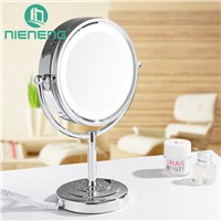 Nieneng Makeup Mirrors LED Cosmetic Table Stand Double Side LED Light Mirror 3X 10X Bath Make Up Mirror Bathroom Mirror ICD60528