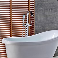 FLG Bathroom chrome finishing Floor Stand Faucet Round Type Bath Shower Mixer Brass Shower set Contemporary Bathtub Tap