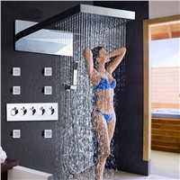 Contemporary Shower Heads Set Wall Mounted Rain Shower System Waterfall Tub Shower Body Jets 2 inch Thermostatic Shower Bath
