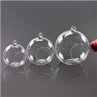 Clear Glass Round Hanging Candle Tea Light Holder Candlestick Wedding - 8CM