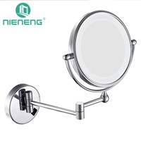 Nieneng  LED Makeup Mirrors 90-260V Double Side LED Light Mirror Make Up 3X 10X Metal Bath Mirror Toilet Mirror ICD60527