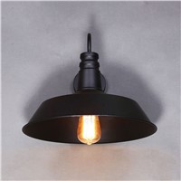 Retro Industrial Edison Simplicity Wall Lamp Antique Lamp with Metal Lamp Shade (Black)