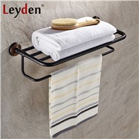 Leyden Brass Antique Bronze Bathroom Shelf Clothes Shelf  Wall Mounted Towel Rack Shelf with Single Towel Bar Bathroom Accessory