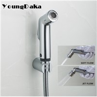 Brand Modern Chrome Finish Double Mode Toilet Bidet Faucet  Bathroom Shower Spray Set with Hose &amp;amp;amp; Holder .Health Cleaning Bidets