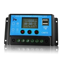 12/24V 20A Industrial USB Solar Power Regulator Charge Controller With LED Indicator Lights Temperature Compensation Function