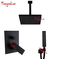 Bagnolux Premium Quality Brass Black Bathroom 8&amp;amp;quot; Rain Shower Head Faucet Ceiling Shower Arm Diverter Mixer Handheld Spray Set