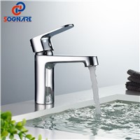 SOGNARE Chrome Bathroom Sink Basin Faucets Single Handle Deck Mounted Hot And Cold Bath Basin Faucet Brass Water Mixer Tap D1107