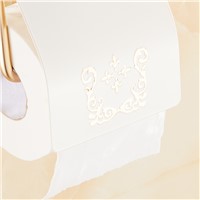 FLG Aluminum&amp;amp;amp; Gold Bathroom Accessories Paper Towel Holder Toilet Roll Tissue For Carved Pattern Base Paper Shelf Wall