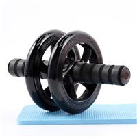 No Noise Gym Abdominal Wheel Ab Roller with Mat for Exercise Fitness Equipment Accessory Unisex Black Double Wheeled Belly