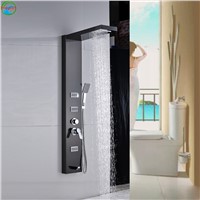 POIQIHY shower panel rainfall and waterfall shower head massage jets mixer  tub tap with handheld shower