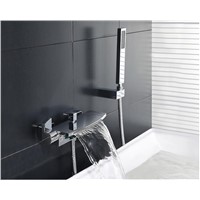 new arrival top high quality chrome Wall Mounted waterfall Bathtub Faucet set with 1.5m hose,brass shower head and seat