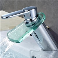 Modern Design Single Lever Glass Waterfall Tap Kitchen Bathroom