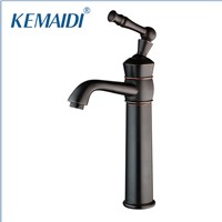 KEMAIDI Oil Rubbed Bronze Black Bathroom Wash Basin Sink Single Handle Vessel Cold/Hot Mixer Water Faucets Tap Deck Mounted