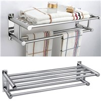 Modern Fashion Premium Aluminum Double Row Chrome Wall Mounted Bathroom Towel Holder Shelf Storage Rack Rall Ship from USA