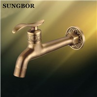 New Extra Long Antique Brass Single Handle Kitchen faucet wall mounted Laundry bathroom Mop Water Tap SZ-8665F