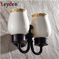 Leyden Antique Brass/ ORB Wall Mounted Cup Tumbler Holders Copper Antique/ Black Double Cup Toothbrush Holder Bathroom Accessory