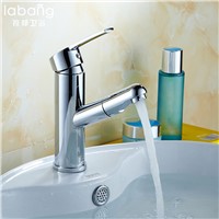 Labang 1 set Brass boby Bathroom Basin Faucet pull out Vessel Sink Water Tap cold and hot Mixer Chrome