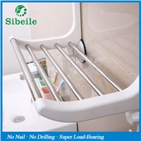SBLE Powerful Suction Towel Racks Wall Mounted Double Layer Stainless Steel Rail Holder Shelf Storage Rack Bar Bathroom Tools