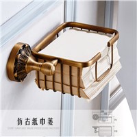 AUSWIND Antique Brass Roll Holder Toilet Gold Paper Holder Tissue Box Wall Mount Bathroom Hardware sets F6117