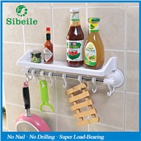 SBLE Vacuum Suction Towel Holder Plastic Towel Rack with Bar and Hooks Wall Suction Cup Towel Shelf Bathroom Accessories