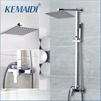 KEMAIDI Chrome Finished Wall Mount 8&amp;amp;quot; Big Rain Shower Set Mixer Faucet Bathroom Shower With Adjust Height Handheld Shower Set