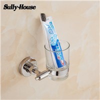 Sully House Stainless Steel Bathroom Single Cup&amp;amp;amp;Tumbler Holders,Toothbrush Gargle Frosted&amp;amp;amp;Transparent Glass Cup,Bath Accessory