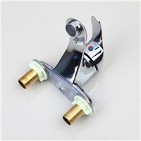 YANKSMART US Deck Mount Chrome Bathroom Faucet Vanity Vessel Double Hole Sinks Mixer Tap Cold And Hot Water Tap Faucet