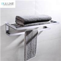 BULUXE Luxury Solid Brass Towel Holder Rack Hanger With Bar For Bathroom Shelf Wall Mounted Double Tier Bath Accessories HP7743