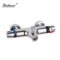 Thermostatic Shower Faucet Wall Mounted Double Handles Faucet Spout Filler +Diverter Chrome Bathtub  Valve Faucet Mixer Tap
