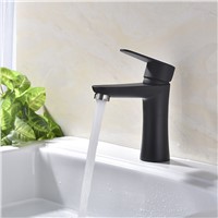 304 Stainless Steel Hot Cold Basin Faucet Brushed Bathroom Sink Faucets Paint Black/White Water Tap Single Hole 1 Handle Taps