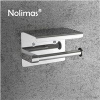 Toilet Paper Holder Stainless Steel Wall Mounted Double Toilet Paper Holder With Mobile Phone Rack Bathroom Accessories