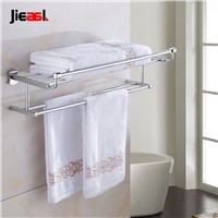 Jieshalang Bras Bathroom Towel Rack Shelf Wall Mounted Racks for Bath Accessory Bars Fasion Plated Double Towel Holder Chrome 62