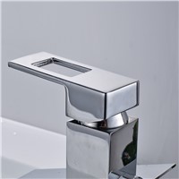 Chrome Polished LED waterfall Spout Bathroom Sink Faucet Single Handle Solid Brass Basin Mixer Tap Deck Mounted