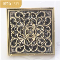 Antique copper odor proof floor drain, square thickening stainless steel filter screen, new classical design.